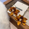 White Resin Flower Hoop Earrings For Women Metal C Shape Statement Earings Jewelry Accessories - Image 6
