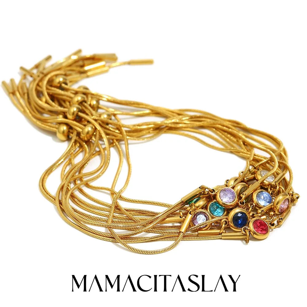 316L Stainless Steel Zircon December Birthstone Adjustable Bracelet Wrist Jewelry Women's Charm Bracelet - Image 1