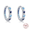 Silver Elegant Sparkling Lucky Clover Hoops Earring For Women Jewelry Simple Colorful Flower Love Gift - Image 12