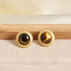Maillard Series Stainless Steel Earring Tiger Eye Stone No Fade Earrings Sun Oval Butterfly Fan-Shaped Jewelry - Image 5
