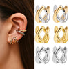 Criss-cross Gold Silver Colors Tiny HuggieHoop Earrings for Women Mini Small Ear Buckle Cartilage Piercing Earrings Punk Jewelry - Image 1