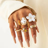 Tocona Imitation Pearl Open Ring Sets for Women Elegant Gold Color Ring Party Jewelry Accessories - Image 7