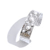 Simulated Pearls Hammer Metal Cuff Bracelet Bangle Texture Stainless Steel Statement Open Wrist Jewelry - Image 10