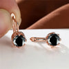 Cute Female Crystal Blue Round Stone Earrings Simple Crown Rose Gold Color Bride Jewelry For Women - Image 8