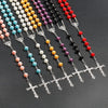 Faux Pearl Rosary-Style Necklace with Cross Pendant - Image 1