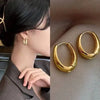 Chunky Oval Hoop Earrings in Gold-Tone or Silver-Tone - Image 4