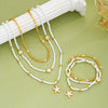 6Pcs/Set Rice Beaded Shell Starfish Pendant Necklace Bracelets Bohemian Elegant Gold White Color Jewelry Set Holiday Accessories - Image 5