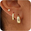 Star Flower and Bow Hoop Earring Set with Crystal Accents in Gold-Tone or Silver-Tone - Image 28