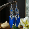 Boho Feather Long Leaf Tassel Drop Earrings For Women Geometric Rhinestone Crystal Beads Handmade Chain Wedding Earrings Jewelry - Image 4