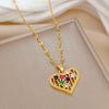 Classic Gold Color Stainless Steel Necklace For Women Shiny Zircon Geometric Heart Pendant Necklaces Jewelry Gift - Image 8