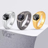 Hexagon Black Zircon Ring for Men, Gray Stainless Steel Geometric Band, Punk Statement Rings Jewelry for Wedding Party Gift - Image 1