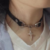 Punk Dark Cross Starburst Collar Choker Gothic Star Pattern Neck Collar Necklace Accessories for Unisex Party Daily Wear - Image 2