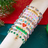 10 Pcs Christmas Crystal Beaded Stackable Bracelet For Women Santa Claus Xmas Tree Snowflake Letter Beads Bangle Party Jewelry - Image 3