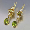 Dazzling Round Geometry Gold Color Earrings for Women Metal Inlaid Green Stone Imitation Pearl Earrings Jewelry - Image 1