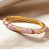 Multicolor Enamel Flower Cuff Bracelet in Gold-Tone - Image 15