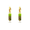 Silver Stainless Steel Earrings Steinohrringe Woman Square Stone Hoop Earrings Spring - Image 2