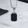 Casual Mens Geometric Square Necklaces,Black Enamel Rectangle Pendant with Rope Box Long Chain Collar,Stylish Jewelry Gifts - Image 10