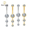 Titanium 14G Dangle CZ Gems Belly Button Ring Cubic Zirconia Drop Pendant Navel Nail Body Piercing Jewelry - Image 1
