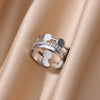 Zircon Rings For Women Stainless Steel Adjustable Open Rings Females Jewelry Accessories - Image 4
