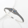 Retro Thai Silver Shiny Zircon Owl Silver Resizable Opening Bracelet For Women - Image 3