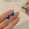 Vintage Heart Shaped Blue White Love Stud Earrings Female Temperament Niche Earrings Retro Little Peach Heart Ear Jewelry - Image 4