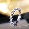Pear-Cut Cubic Zirconia Ring with Pavé Band in Silver-Tone - Image 12