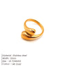 Double Opening Ring Glossy Feather Design Ring Stainless Steel Women's Jewelry - Image 7