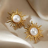 Vintage Stainless Steel Sun Earrings For Women Bohemian Sun Shine Earrings Irregular Fan Shaped Earrings Jewelry Party Gifts - Image 2