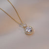 Classic Green Red Stone Round Pendant Clavicle Necklaces For Women Antique Gold Color White Zircon Wedding Engagement Choker CZ - Image 4