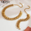 Stainless Steel Chunky Choker Bracelet Set For Women Gold Plated Shuttle Beads Handmade Hyperbole Short Necklace Bracelets - Image 3