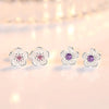 Silver Crystal Jewelry Flower Stud Earrings For Women Lady - Image 2