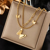 Meyrroyu 316L Stainless Steel Hip Hop PunkVintage Multilayer Coin Pendant Necklace For Women Double Layer Chain Necklace Jewelry - Image 28