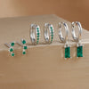 Three-Pair Huggie Hoop Earring Set with Color and Stone Variations - Image 16