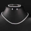 Round Cubic Zirconia Tennis Necklace and Earrings Bridal Jewelry Set - Image 1
