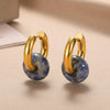 Stone Drop Earrings for Women Stainless Steel Gold Color Opal Round Earrings Wedding Christmas Jewerly Gift - Image 2