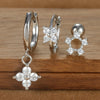 3PCS Silver Color Stainless Steel Crown Hoop Earring Set for Women Four Flower Zircon Cartilage Piercing Earring Jewelry - Image 13