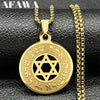 Hebrew Star of David Pendant Necklace for Women Men Stainless Steel Gold Silver Color Jewish Male Chain Jewelry - Image 1