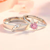 Sweet Cute Rabbit Carrot Couples Rings White/Pink Crystal Bunny Silver Color Adjustable Open Lovers Ring For Women Gift - Image 3