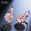 Zakol Rose Gold Color Flower Hoop Earrings for Women CZ Crystal Zircon Earring - Image 8