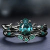 Black Color Inlaid with Green Stone Rings Set Round Flower Party Engagement Wedding Rings for Women Jewelry - Image 7