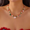Christmas Metal Chain Necklace For Women Crystal Zircon Elk Santa Claus Snowman Bell Xmas Tree Pendant Choker Jewelry - Image 2