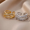 Zircon Twist Chain Open Rings For Women Stainless Steel Geometric Twist Wrapped Adjustable Ring Wedding Aesthetic Jewelry Gift - Image 6