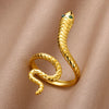 316L Gold Plated Stainless Steel Snake Rings For Women Men Open Adjustable Ring Vintage Gothic Aesthetic Jewelry - Image 17