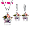 Silver Color Pendant Necklace Earrings Romantic Ethnic Style Windmill Shape Colorful/White Crystal Stone For Girl - Image 8