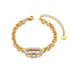 White Zircon Oval Chain Bracelet for Women Gold Color Stainless Steel Bangle Jewelry - Image 2