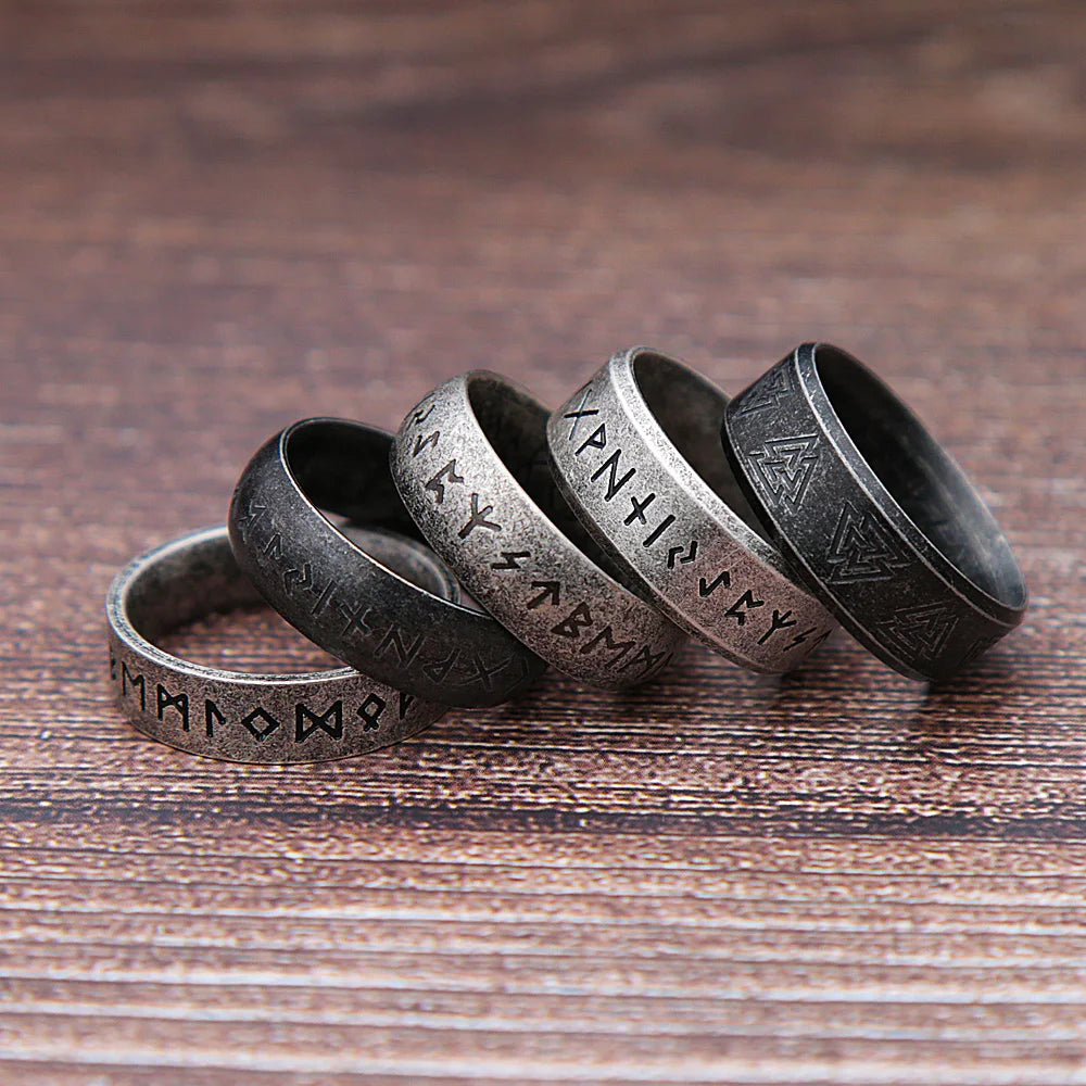 Retro Viking Rune Ring for Men Women 316L Stainless Steel Odin Letter Rings Couple Simple Amulet Jewelry Gifts - Image 1