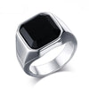 Stylish Square Stone Signet Rings for Men, Stainless Steel Metal Finger Ring Party Gift Jewelry - Image 9