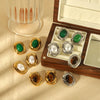 Products Statement Nature Stone Tiger-eye Earrings Gold Plated Stainless Steel Pearl Stud Earrings for Women - Image 1