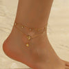 316 Stainless Steel Zircon Inlay Moon Star Combination Long Pendant Anklet Women Golden Plated Foot Chain - Image 3