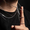 Thin Round Snake Chain Necklace 1mm in Stainless Steel - Image 3